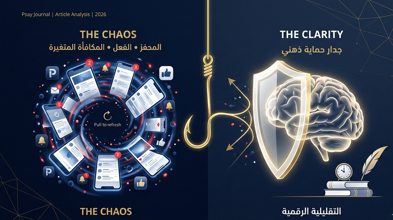 مقارنة بصرية بين فوضى التطبيقات ووضوح الدماغ المحمي من المشتتات